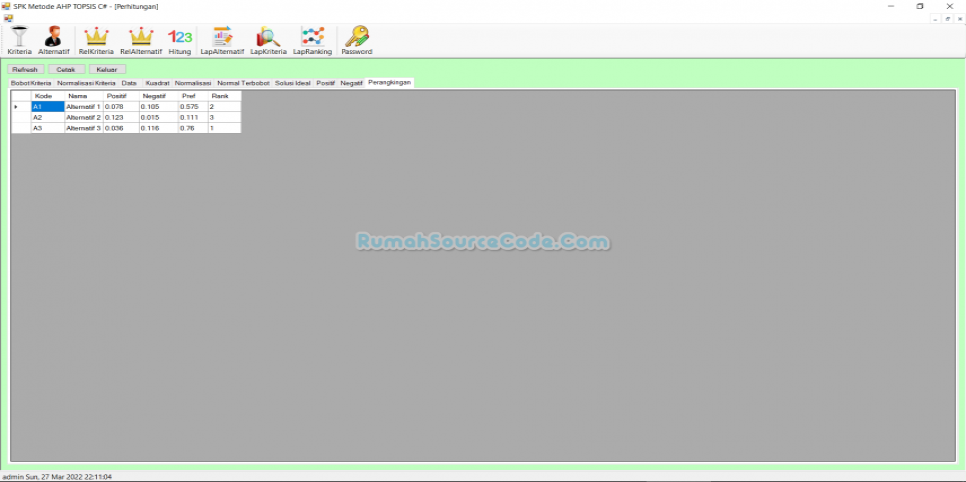 Source Code SPK Metode AHP TOPSIS C#