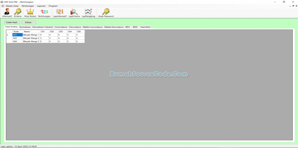 Source Code SPK Metode ELECTRE VB