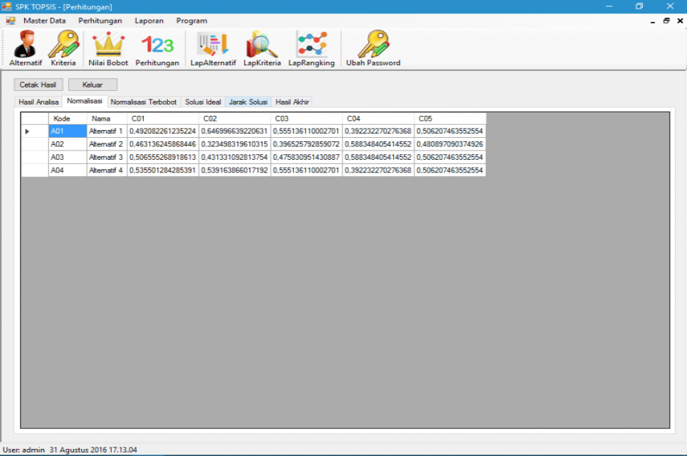 Source Code SPK Metode TOPSIS VB.Net
