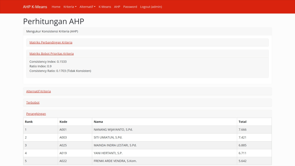 AHP K Means PHP Hitung3