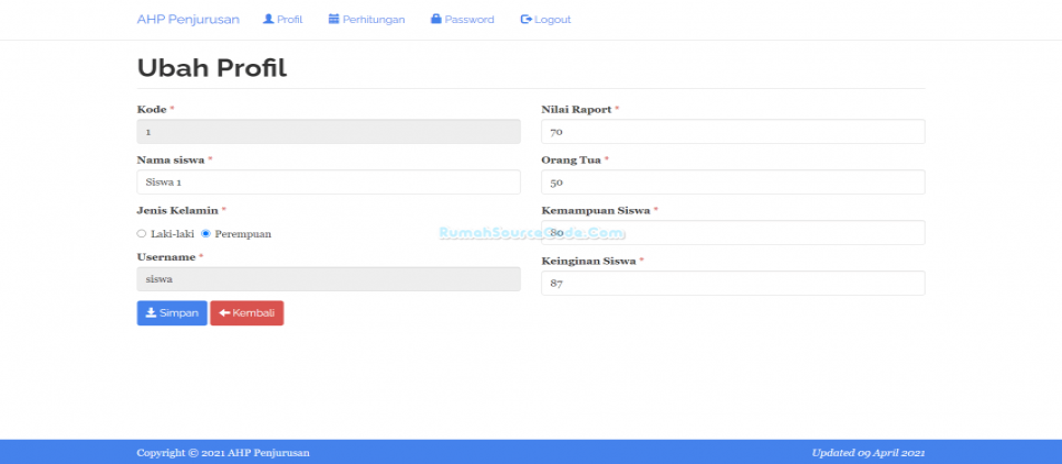 Profil AHP Penjurusan PHP