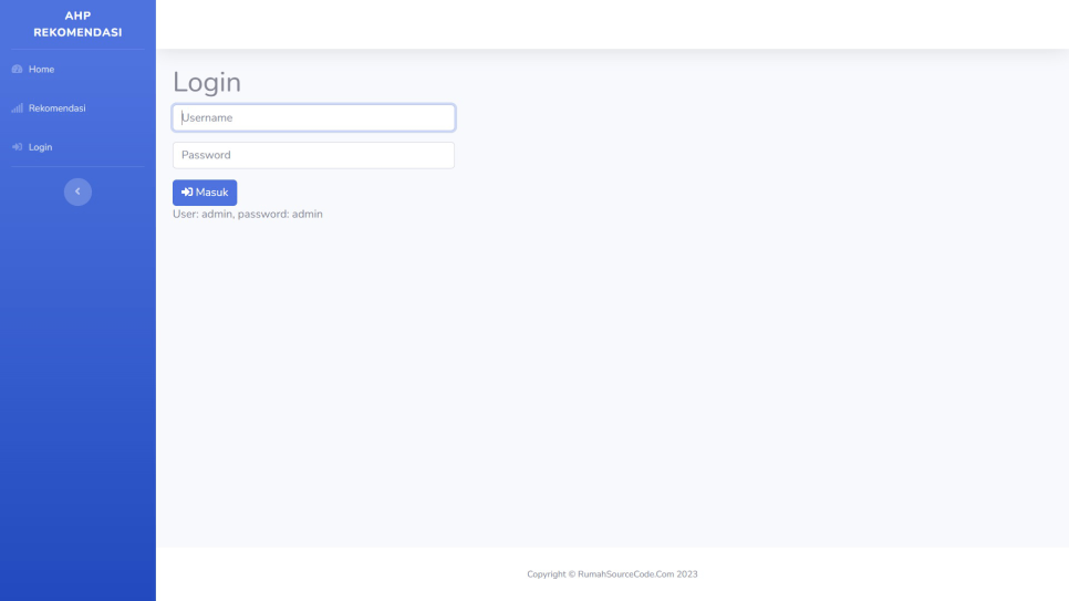 AHP Rekomendasi PHP Login