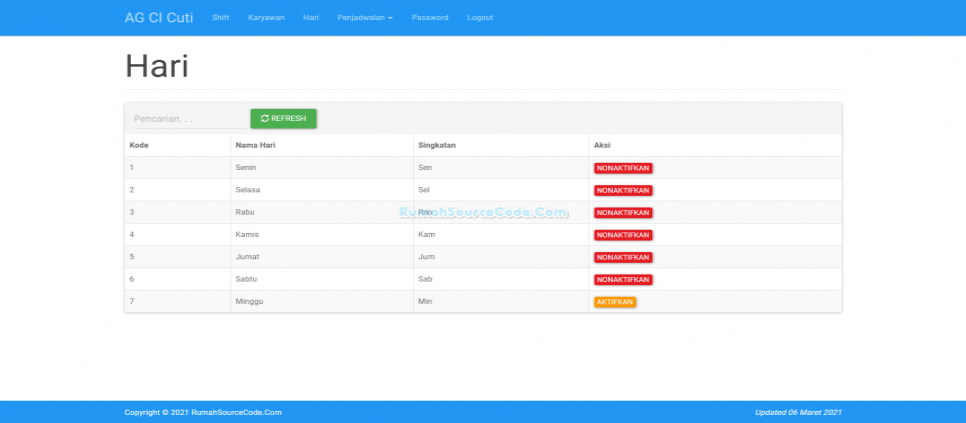 AG Jadwal Karyawan Hari