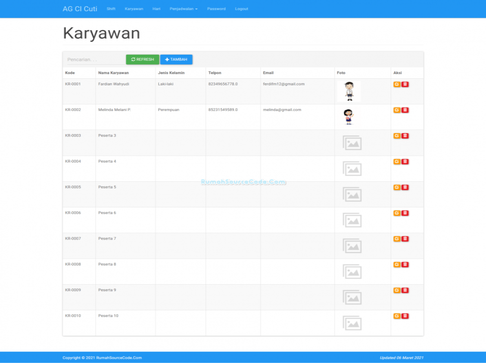 AG Jadwal Karyawan Karyawan