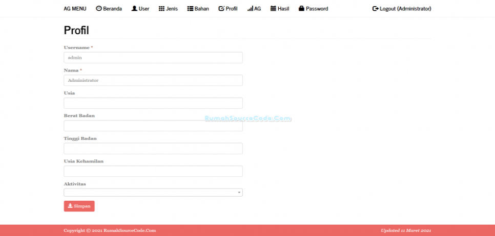 Source Code AG Menu Profil