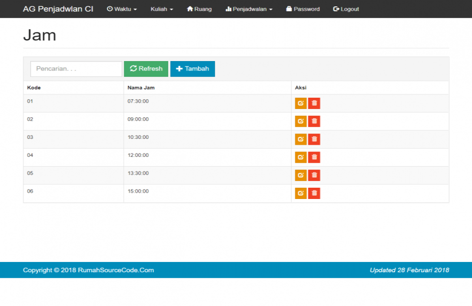 Algoritma Genetika Penjadwalan CodeIgniter Jam