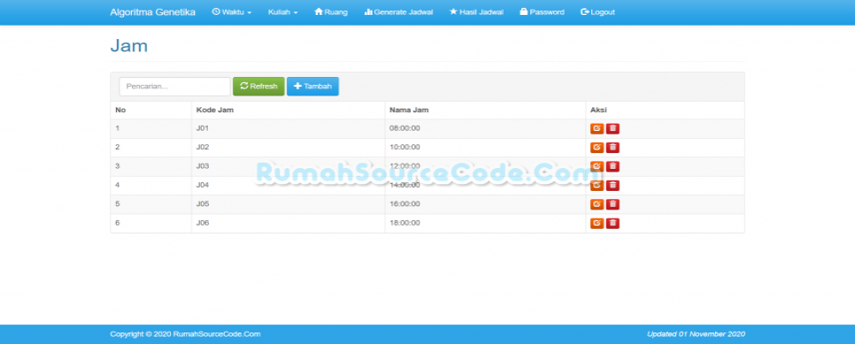 Algoritma Genetika Penjadwalan PHP Data Jam