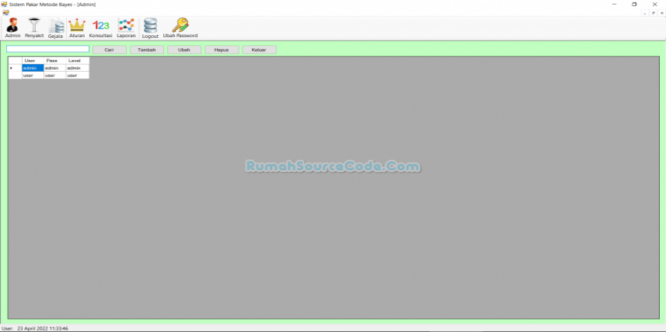 Sistem Pakar Metode Bayes VB Form Admin