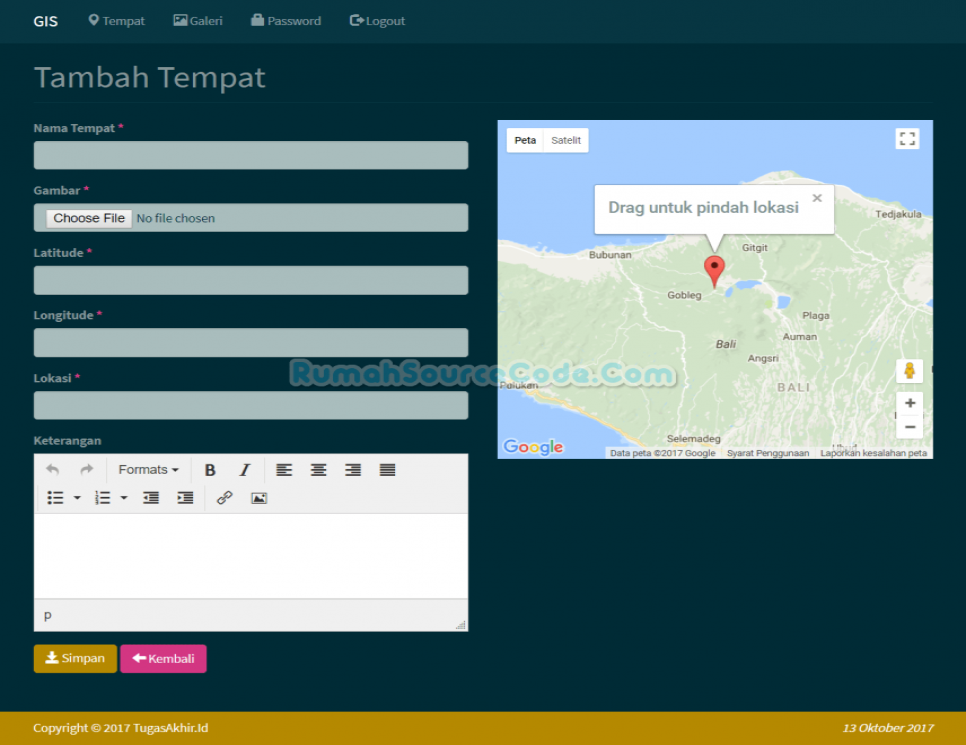 Sistem Informasi Geografis Tambah Tempat
