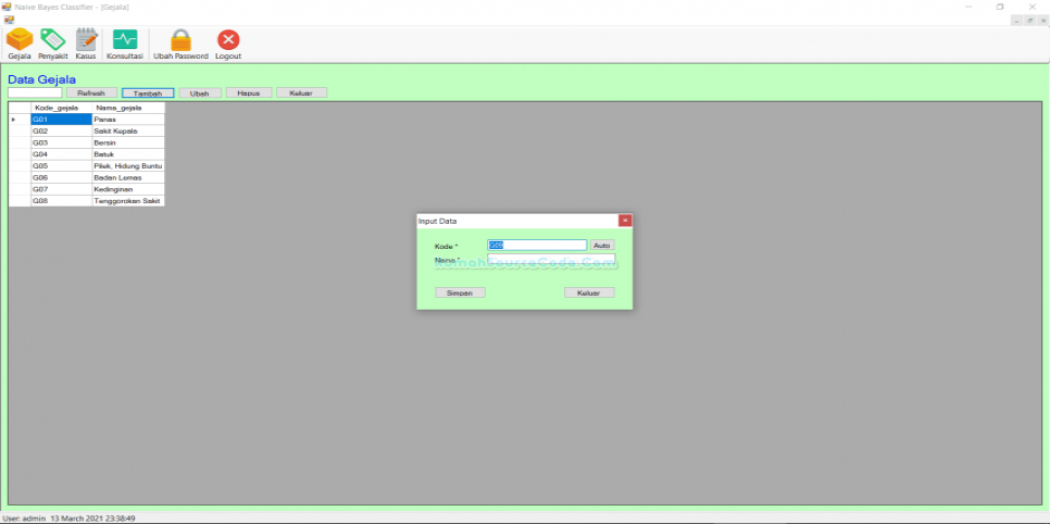 Sistem Pakar Naive Bayes VB Gejala