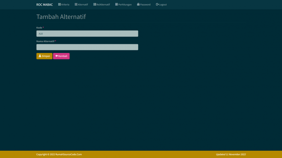 ROC MABAC PHP Alternatif Tambah