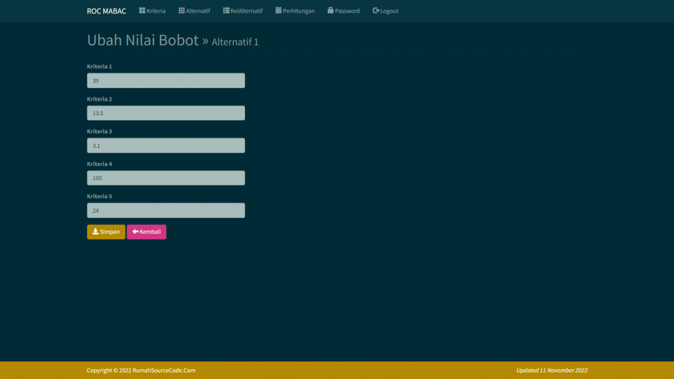 ROC MABAC PHP Rel Alternatif Ubah