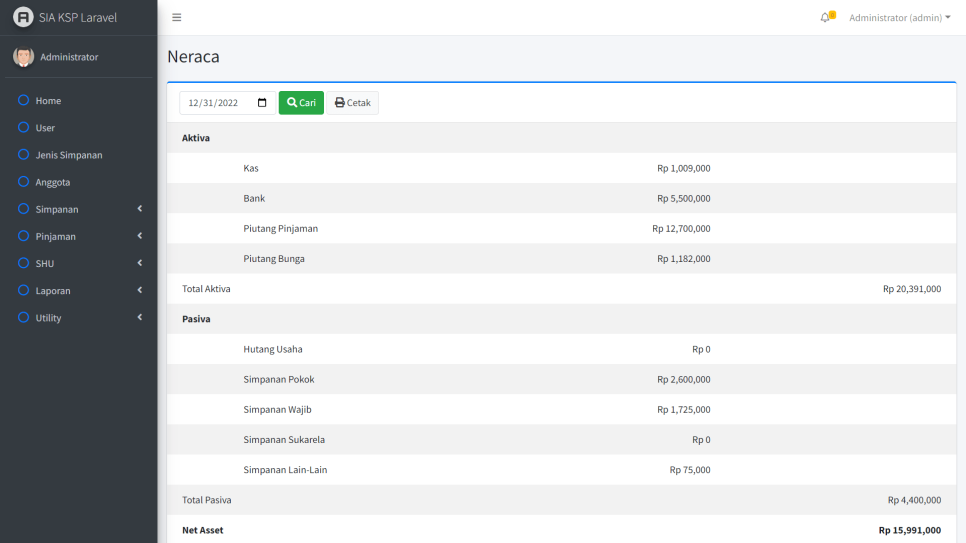 SIA KSP Laravel Neraca