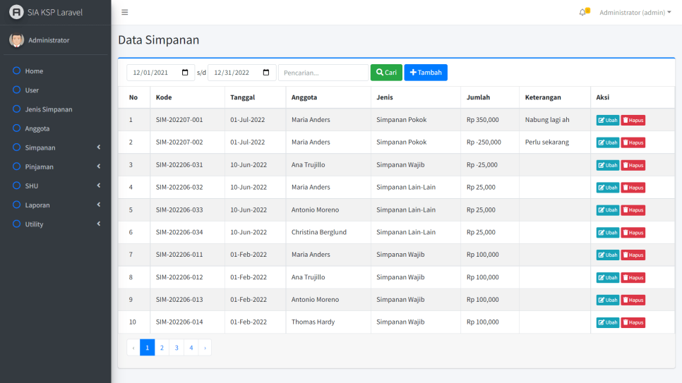 SIA KSP Laravel Simpanan