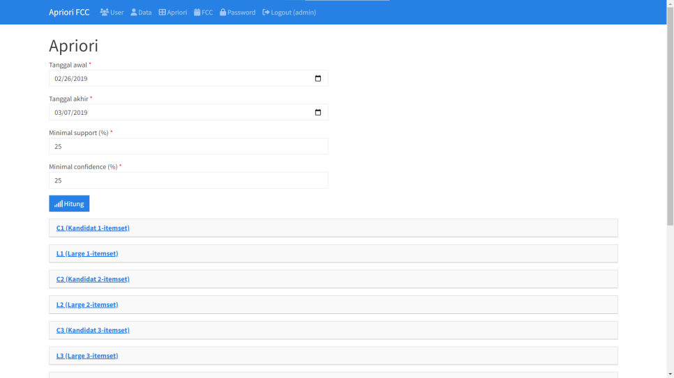 Apriori FCC PHP Apriori