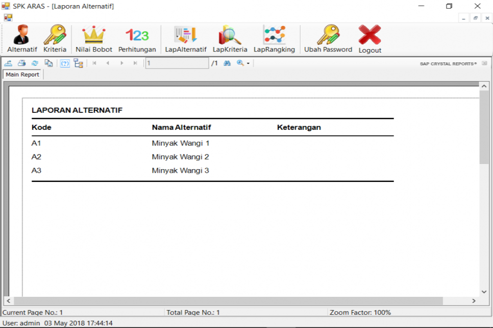 SPK Metode ARAS VB Laporan Alternatif