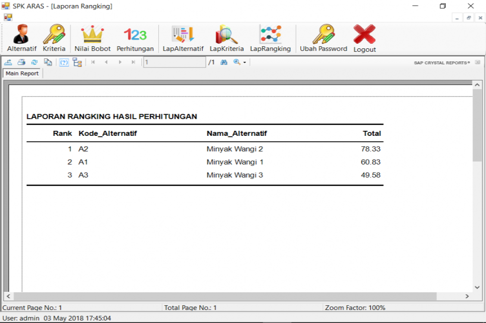 SPK Metode ARAS VB Laporan Perhitungan