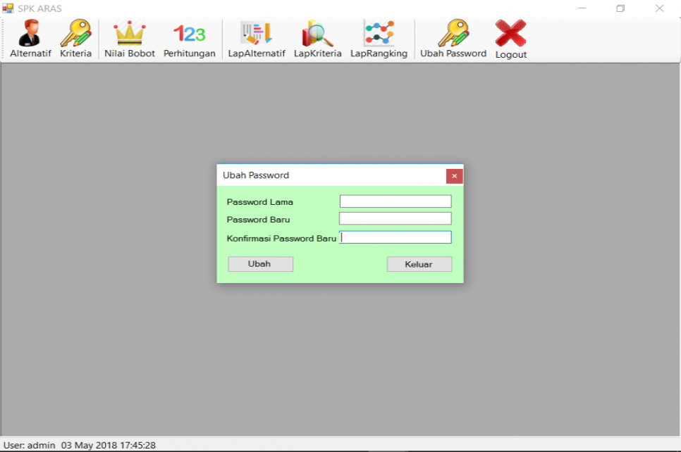 SPK Metode ARAS VB Password