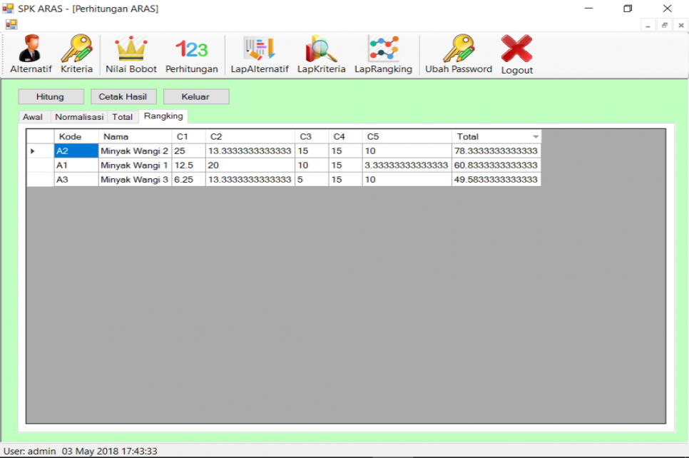 SPK Metode ARAS VB Perhitungan
