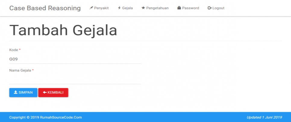 Sistem Pakar Metode CBR PHP Gejala Tambah