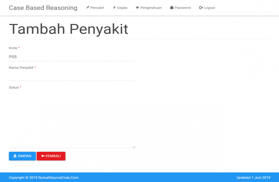 Sistem Pakar Metode CBR PHP Penyakit Tambah