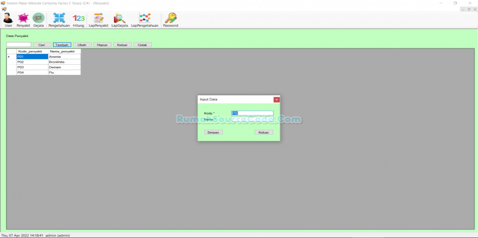 Sistem Pakar Metode Certainty Factor C Sharp Penyakit