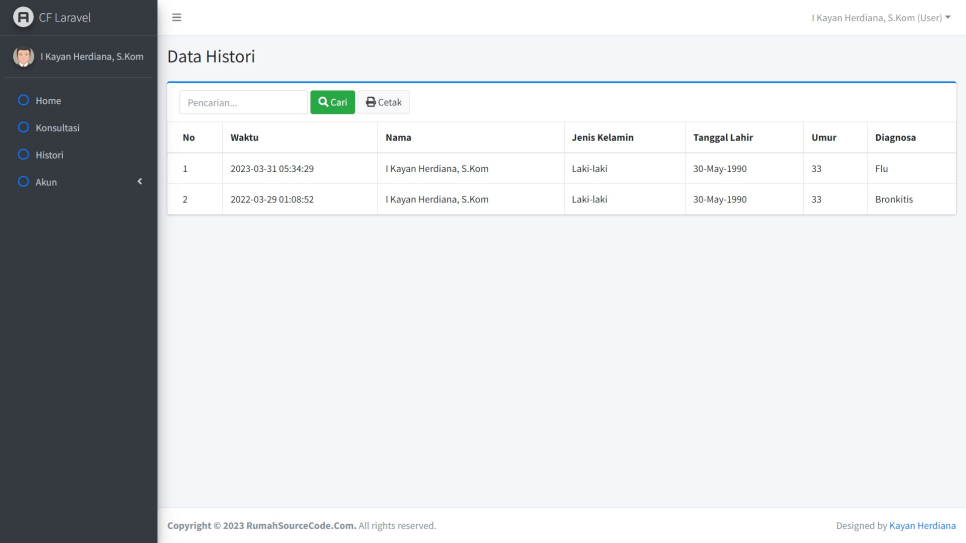 CF Laravel Histori