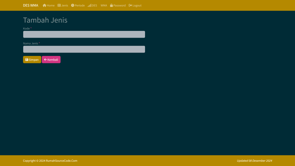 DES WMA PHP Jenis Tambah