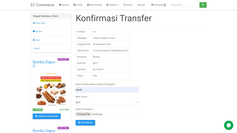 E Commerce PHP Pembayaran