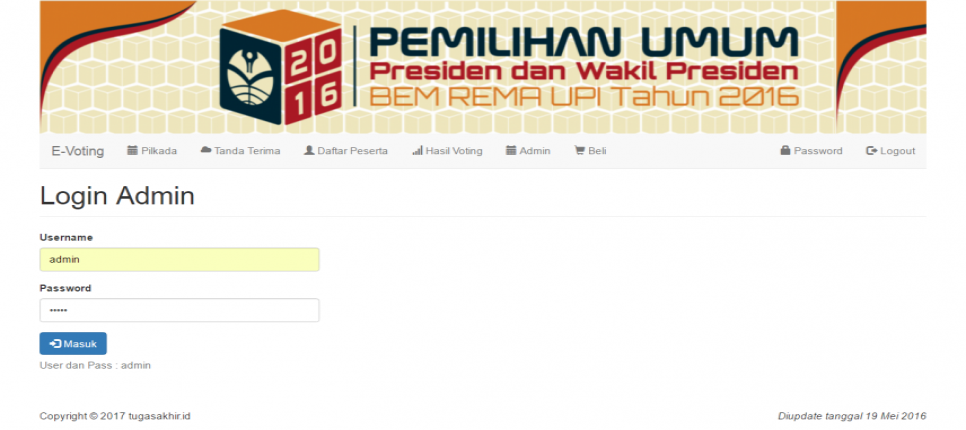 E Voting PHP Login Admin