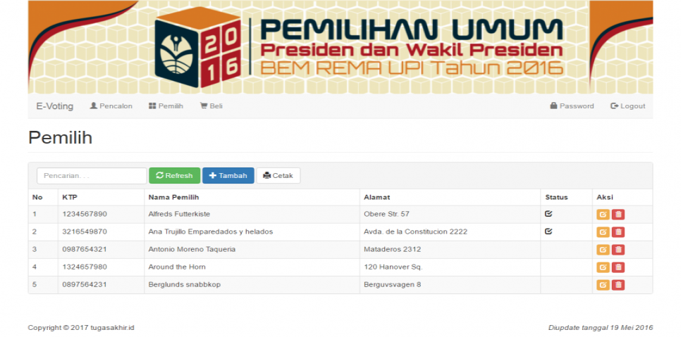 E Voting PHP Pemilih