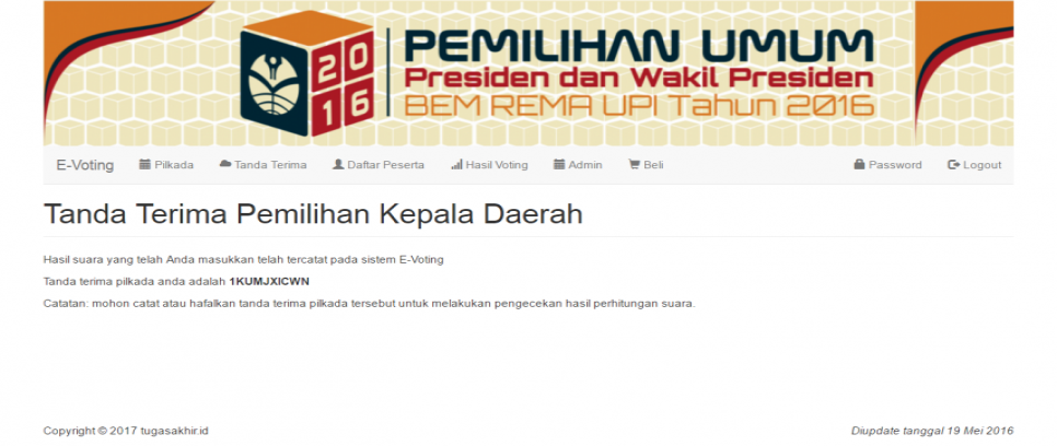 E Voting PHP Tanda Terima