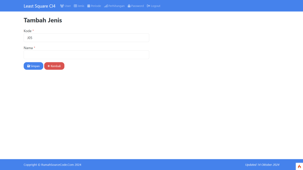 Least Square CI4 Jenis Tambah