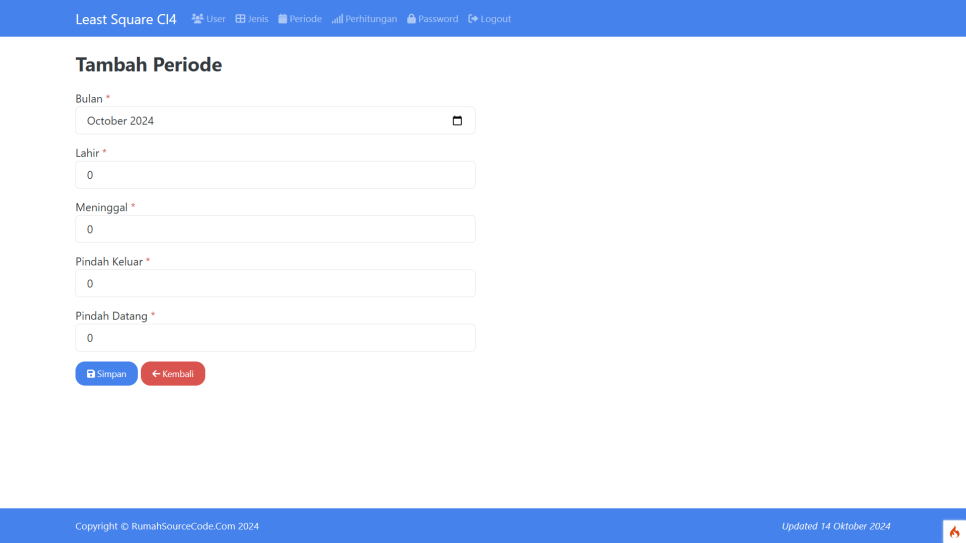 Least Square CI4 Periode Tambah