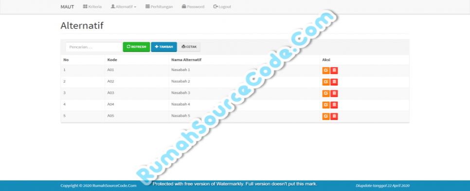 SPK Metode MAUT PHP Alternatif