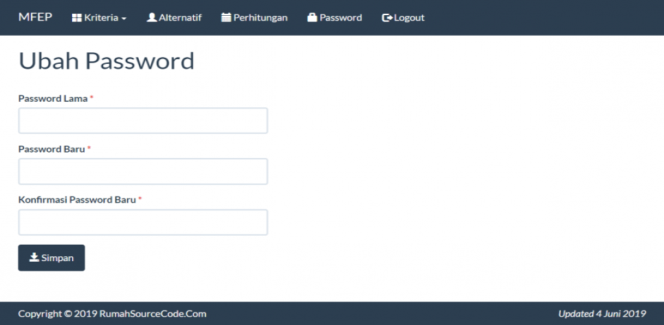 SPK Metode MFEP PHP Password