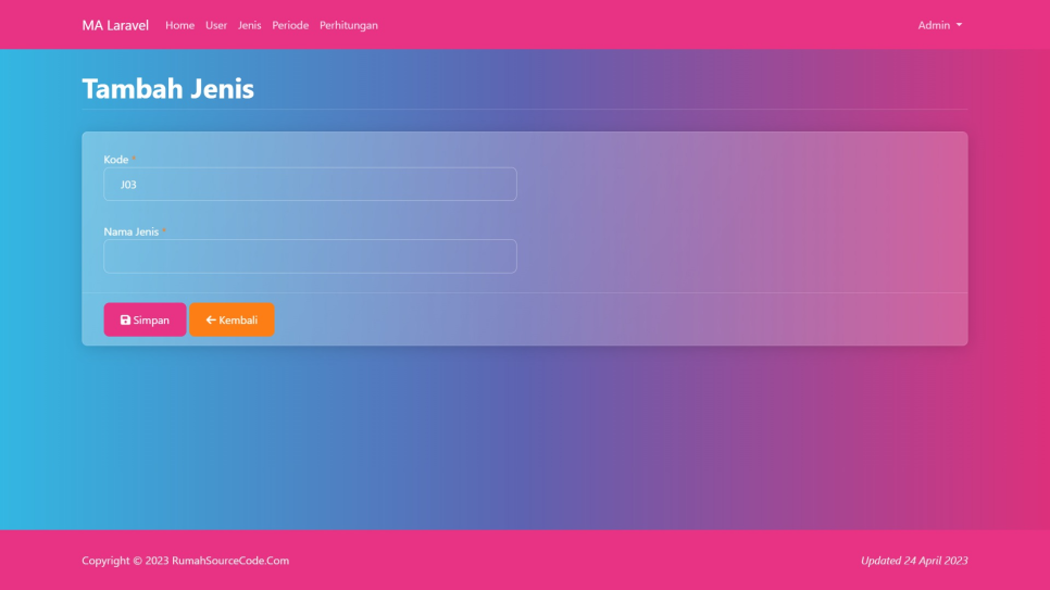 MA Laravel Jenis Tambah