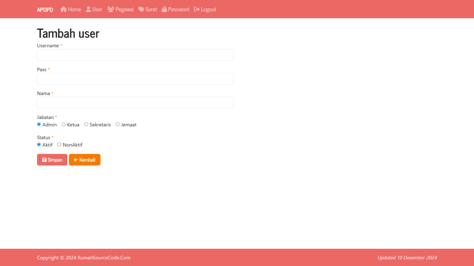 Perjalanan Dinas PHP User Tambah