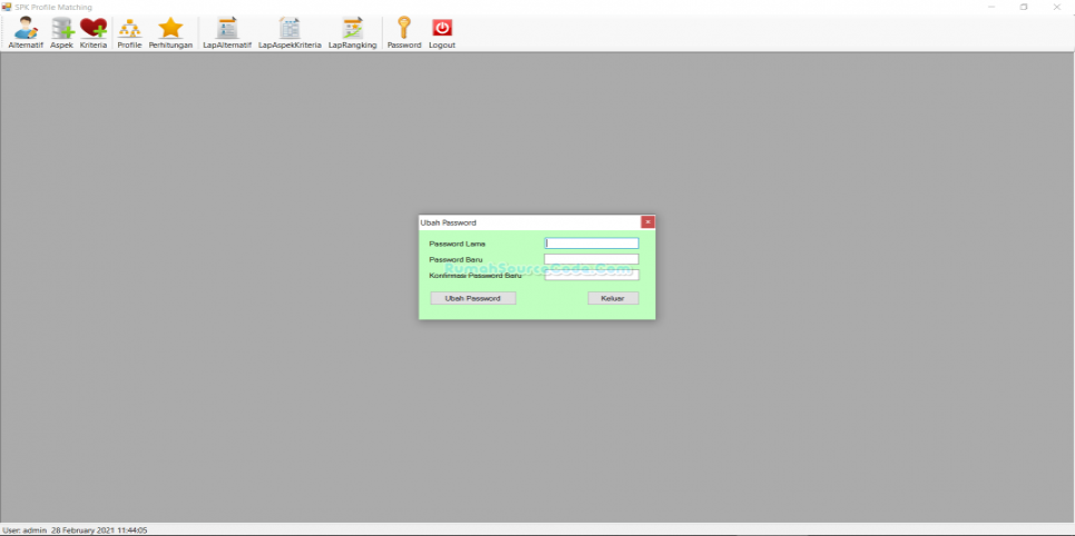 SPK Metode Profile Matching VB Form Password