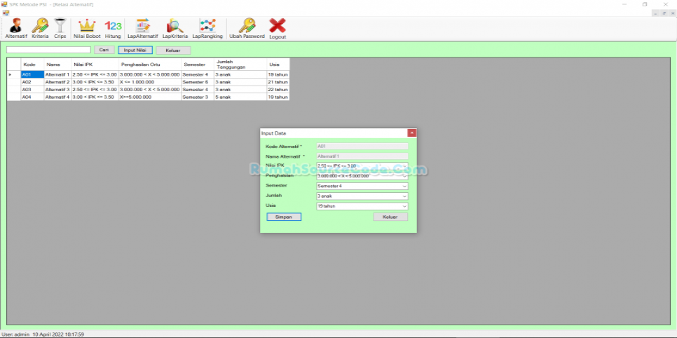 PSI VB Nilai Alternatif