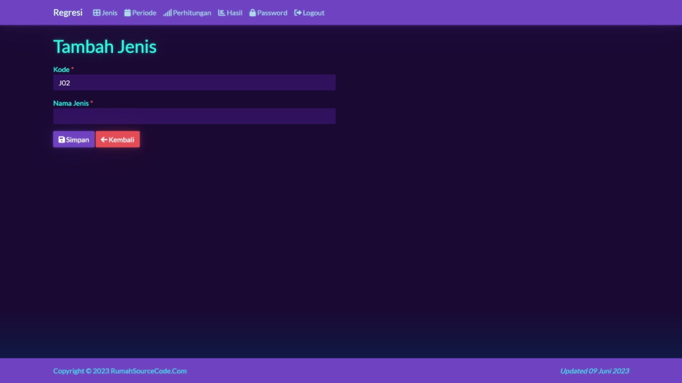 Regresi PHP Jenis Tambah