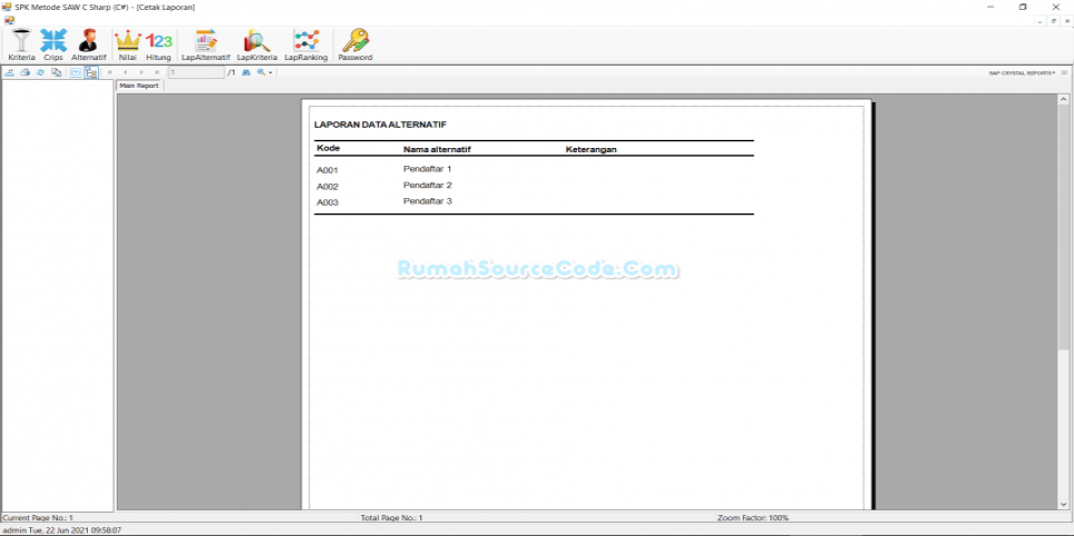 SPK Metode SAW C Sharp Laporan Alternatif