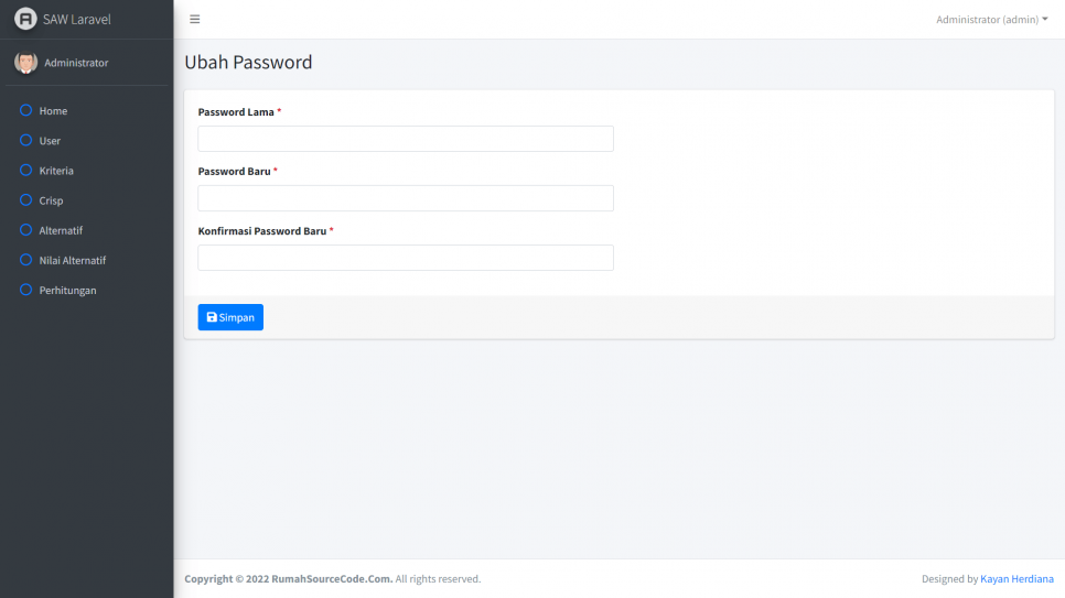 SAW Laravel Password