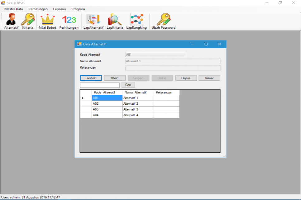 SPK Metode TOPSIS VB Form Alternatif