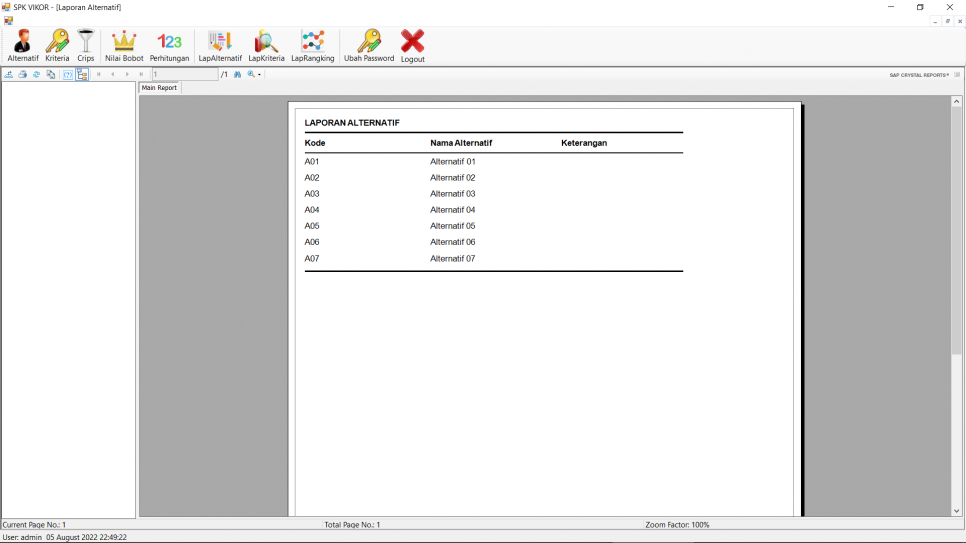 VIKOR VB Alternatif Cetak