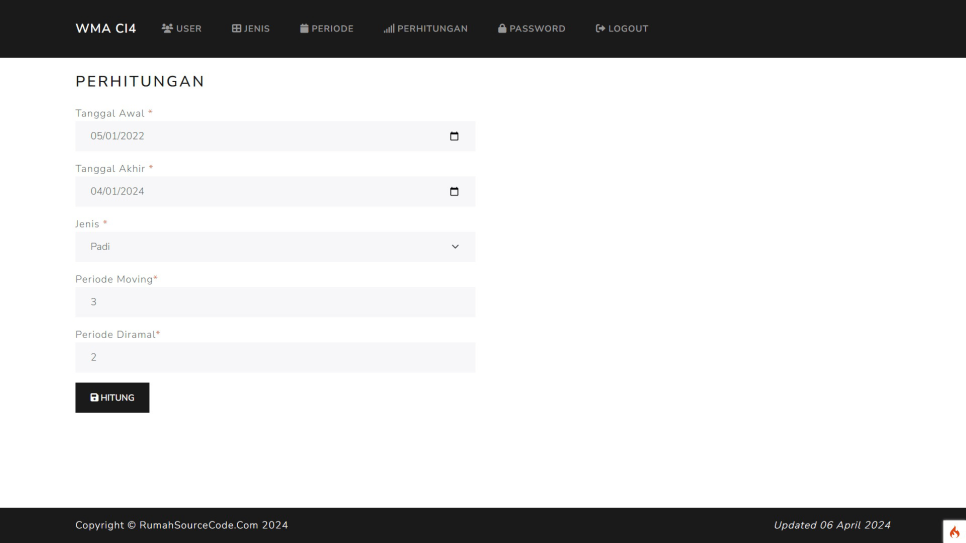 Source Code Forecasting WMA Codeigniter Hitung