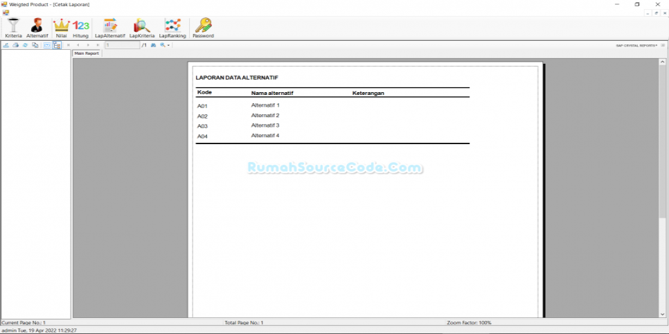SPK Weighted Product C Sharp Laporan Alternatif
